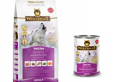 Wolfsblut VetLine Renal Trockenfutter und Nassfutter fuer Hunde