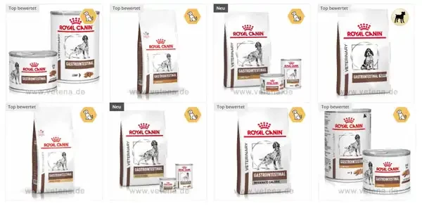 Royal Canin Gastro Intestinal Hund Futter Sortiment mit Nassfutter und Trockenfutter