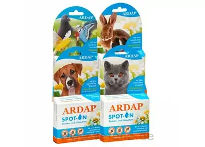 ARDAP Spot On - Zecken und Flohschutz als praktischer Spot On für Hunde, Katzen, Kleintiere, Tauben & Voegel.