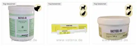 Produktsortiment Bactisel fuer Hund Katze und Rind