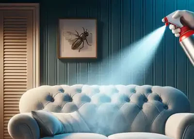 couch wird mit Insecticide 2000 eingesprüht