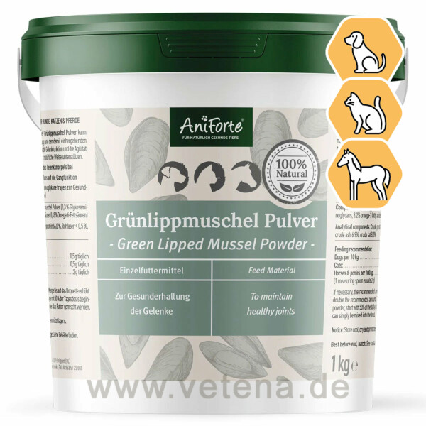 AniForte Grünlippmuschel Pulver für Hund, Katze & Pferd